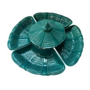 Beautiful Turquoise California USA Pottery Appetizer Relish Serving Dishes 6 pcs
